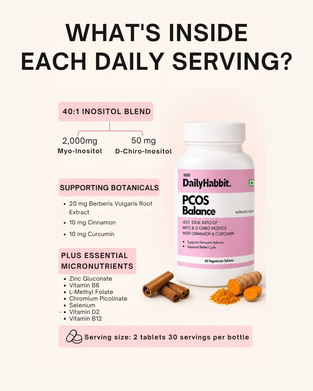 PCOS Supplement with 40:1 Inositol & Botanical Blend