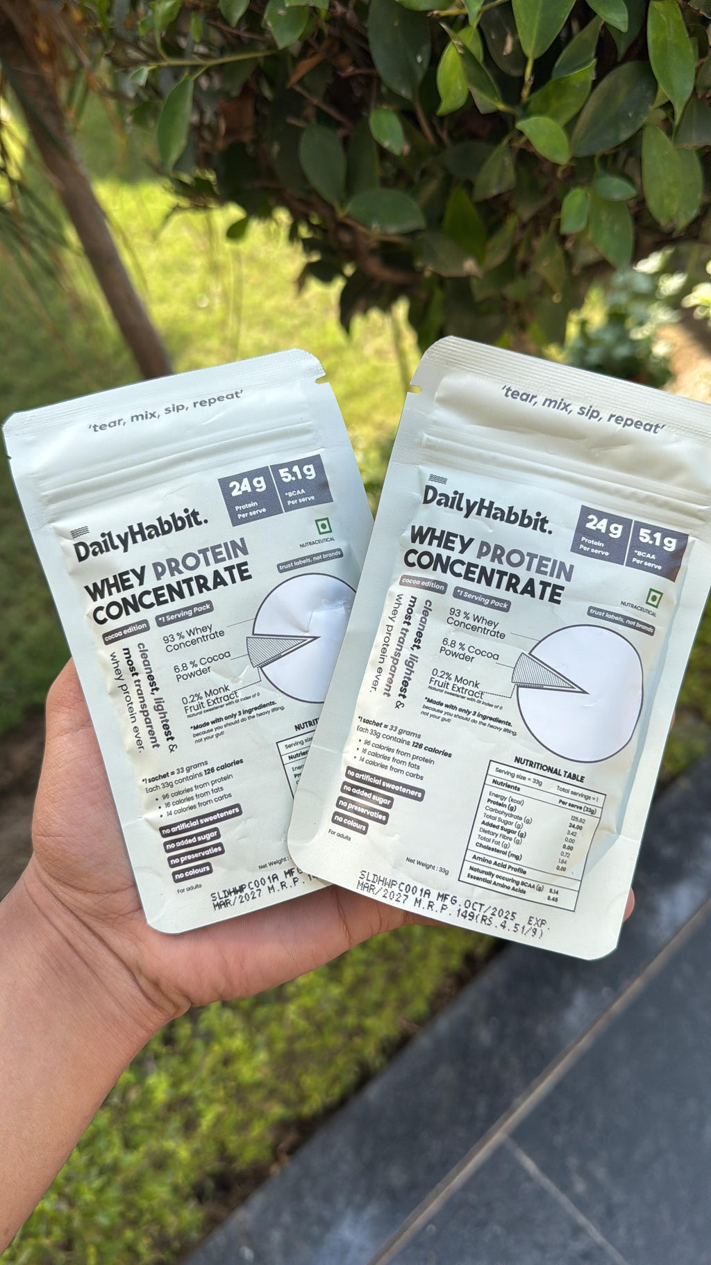 33g Travel Pack of Whey Protein Concentrate